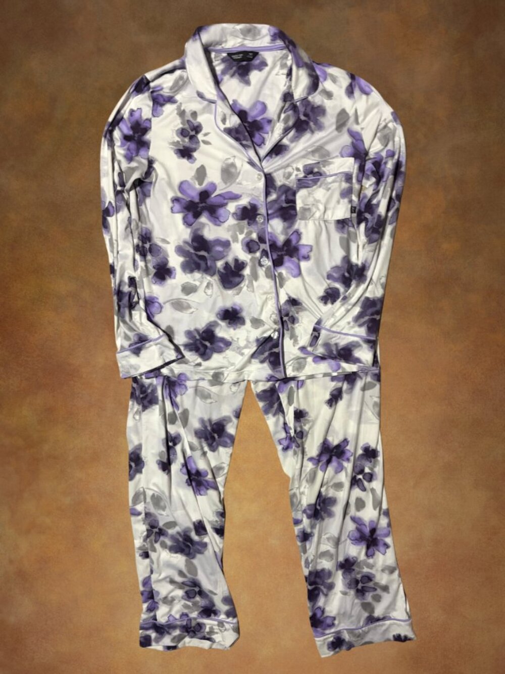 Simply Vera Vera Wang Purple Floral Pajama Set Soft Stretch Lounge Sleepwear MT